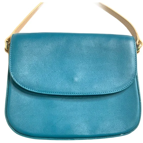 BATA 100% Genuine Leather Teal Green CrossBody Bag - Picture 1 of 8